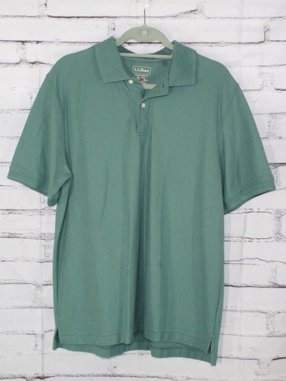 LL Bean Men’s Premium Double L Polo Shirt Juniper Pocket 100% Cotton Size Medium